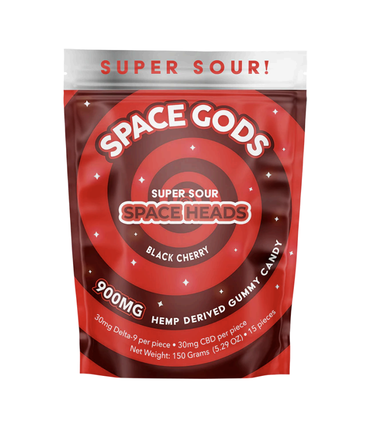 Space Gods Gummies 900mg Delta-9 & CBD 15ct / Super Sour Black Cherry